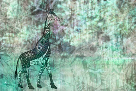 Pattern. Giraffe's drawing in abstract styleの写真素材