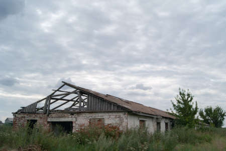 Remains of a destroyed farm.の写真素材