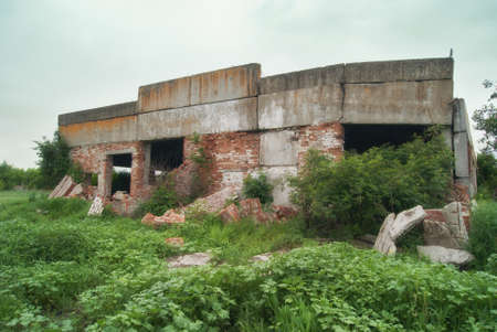 Fragment of the wall from agricultural buildings in the fieldsの写真素材
