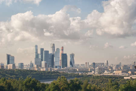 Panoramic view from the hills of Vorobyovy Gory to the city of Moscow.の写真素材