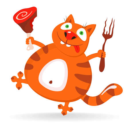 Funny cartoon cat vector illustrationのイラスト素材
