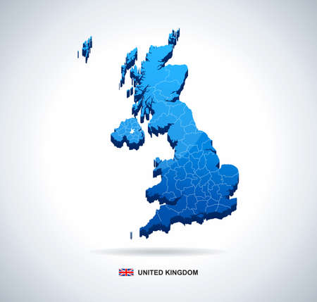 Map of Great Britain - 3D illustration.のイラスト素材