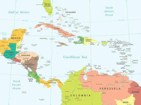 Central America map - highly detailed vector illustration.のイラスト素材