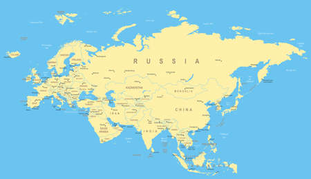 Eurasia map - highly detailed vector illustration.のイラスト素材
