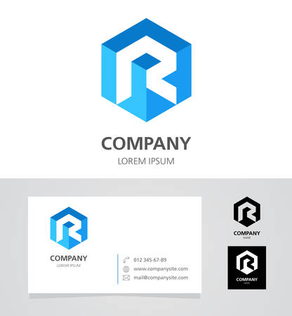 Letter R - Design Element with Business Card - illustration Letter R - Design Element with Business Card - illustration