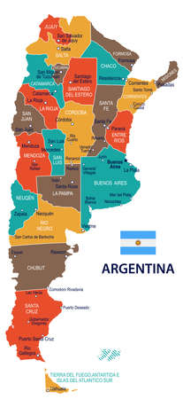 Argentina map and flag - vector illustrationのイラスト素材