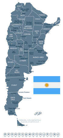 Argentina map and flag - vector illustrationのイラスト素材