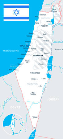 Israel map and flag - vector illustrationのイラスト素材