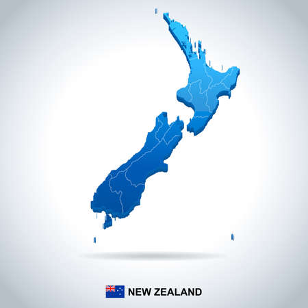 New Zealand map and flag.のイラスト素材