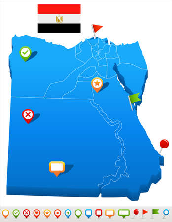 Egypt map and flag - vector illustrationのイラスト素材