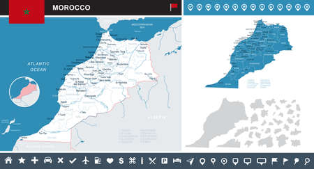 Morocco infographic map and flag - vector illustrationのイラスト素材