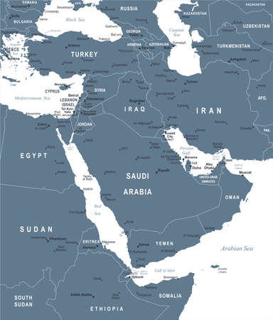 Middle East Map - Detailed Vector Illustrationのイラスト素材