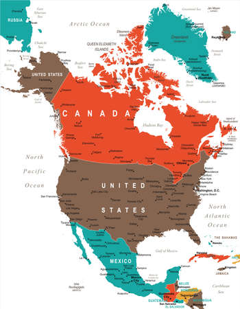 North America Map - Detailed Vector Illustrationのイラスト素材
