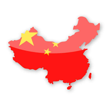 China Flag Country Contour Vector Icon - Illustrationのイラスト素材