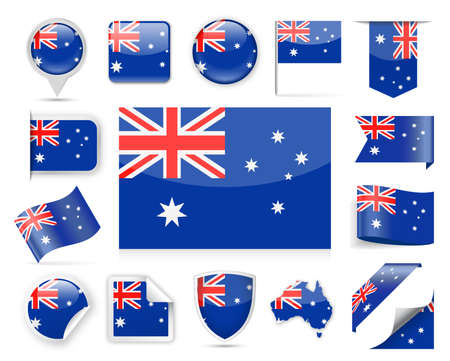 Australia Flag Set - Vector Illustrationのイラスト素材