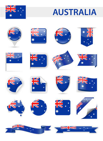 Australia Flag Set - Vector Illustrationのイラスト素材