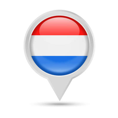 Netherlands Flag Round Pin Vector Icon - Illustrationのイラスト素材