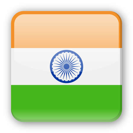 India Flag Vector Square Icon Illustrationのイラスト素材
