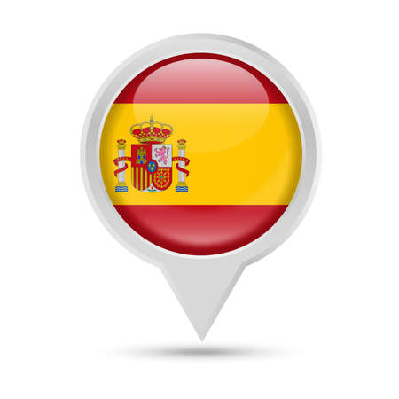 Spain Flag Round Pin Vector Icon - Illustrationのイラスト素材