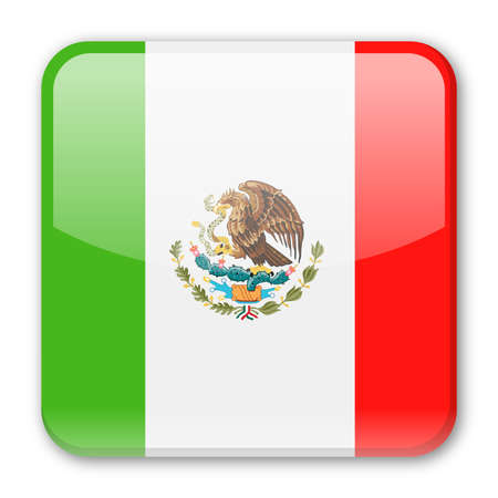 Mexico Flag Vector Square Icon - Illustrationのイラスト素材