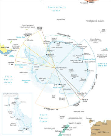Detailed Antarctic region map vector illustration.のイラスト素材
