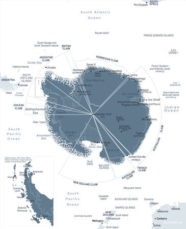 Detailed Antarctic region map vector illustration.のイラスト素材