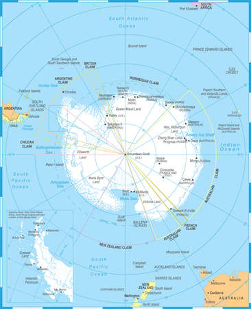 Detailed Antarctic region map vector illustration.のイラスト素材