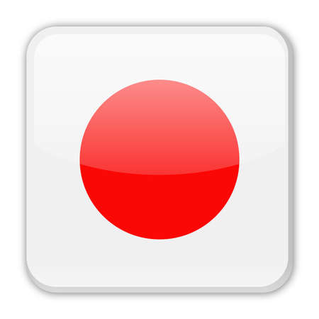 Japan Flag Vector Square Icon - Illustrationのイラスト素材