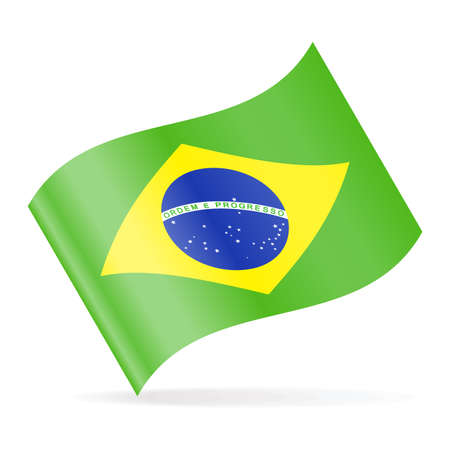 Brazil Flag Vector Waving Icon - Illustrationのイラスト素材
