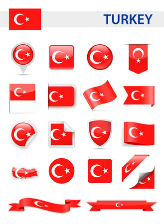 Turkey Flag Set - Vector Illustrationのイラスト素材