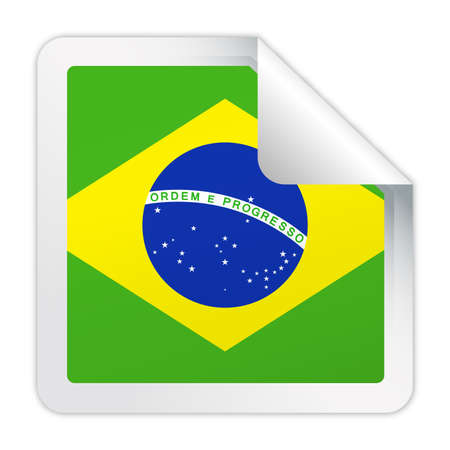 Brazil Flag Vector Square Corner Paper Icon - Illustrationのイラスト素材