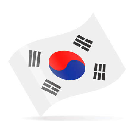 South Korea Flag Vector Waving Icon - Illustrationのイラスト素材