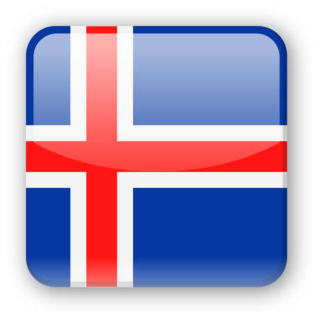 Iceland Flag Vector Square Icon - Illustrationのイラスト素材