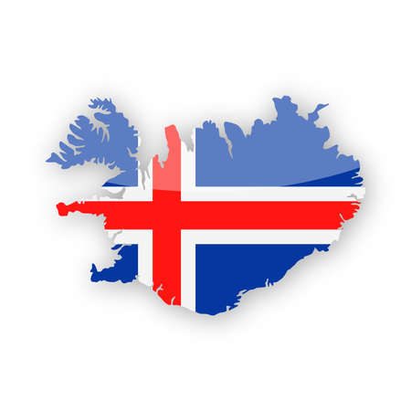Iceland Flag Country Contour Vector Icon - Illustrationのイラスト素材