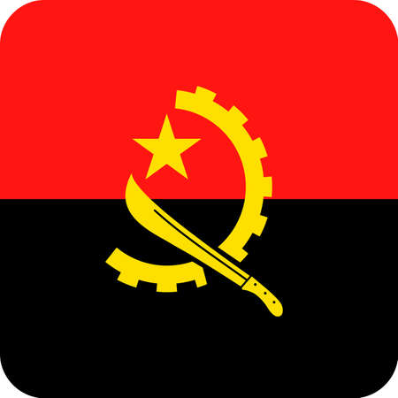 Angola Flag Vector Square Flat Icon - Illustrationのイラスト素材