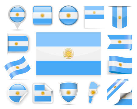Argentina Flag Set - Vector Illustrationのイラスト素材