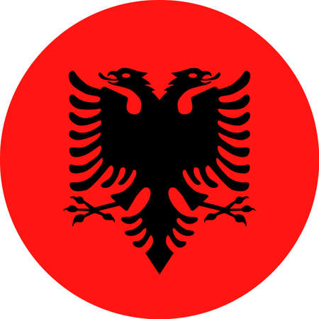 Albania Flag Vector Round Flat Icon - Illustrationのイラスト素材