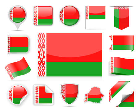 Belarus Flag Set - Vector Illustrationのイラスト素材