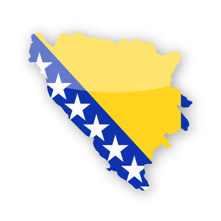 Bosnia and Herzegovina Flag Country Contour Vector Icon - Illustrationのイラスト素材