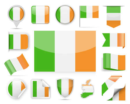 Ireland flag set illustration.のイラスト素材