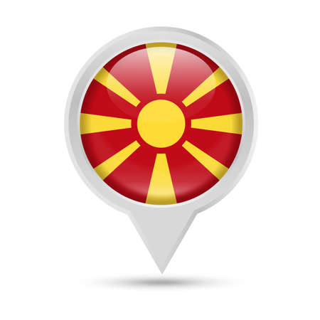Macedonia Flag Round Pin Vector Icon - Illustrationのイラスト素材
