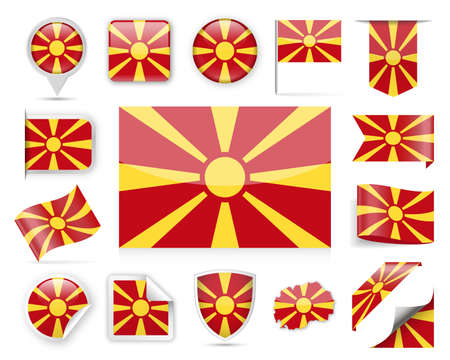 Macedonia Flag Set - Vector Illustrationのイラスト素材