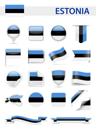 Estonia flag set illustration.のイラスト素材