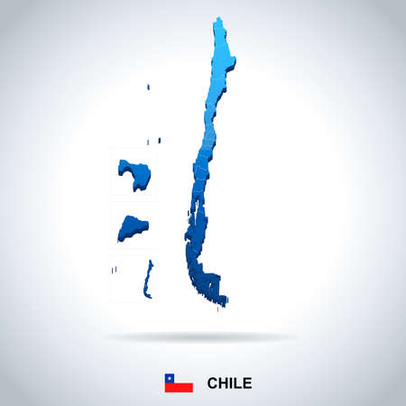 Chile map and flag - High Detailed Vector Illustrationのイラスト素材
