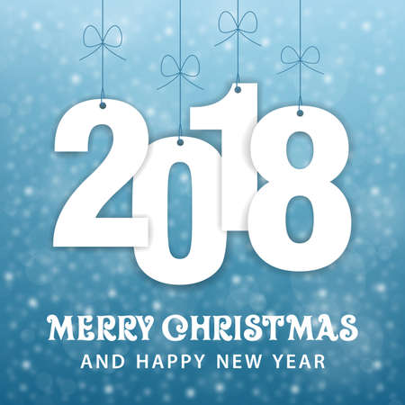 Christmas and New Year 2018 - Snowfall Vector Blue Backgroundのイラスト素材