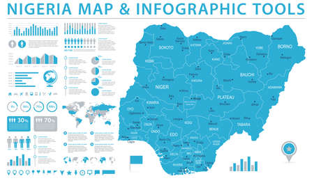 Nigeria - Map - Detailed Info Graphic Vector Illustrationのイラスト素材