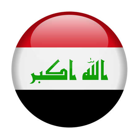 Iraq flag vector round icon illustration on white background.のイラスト素材