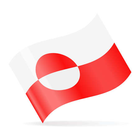 Greenland Flag Vector Waving Icon - Illustrationのイラスト素材