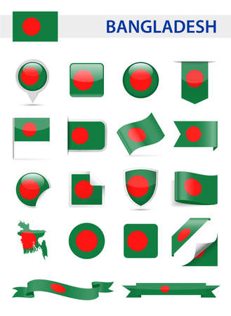 Bangladesh Flag Set - Vector Illustrationのイラスト素材