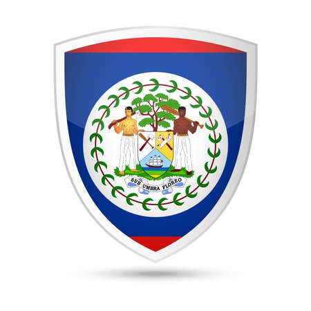 Belize Flag Vector Shield Icon - Illustrationのイラスト素材